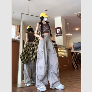 阔腿工装休闲裤男女韩版潮流高街帅口袋2025春季ins长裤K5545-P45图片