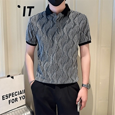 店主风社会小伙男士POLO衫男亮面简约款翻领T恤301A-1/PL96/P53，男装T恤，星座301A-1
