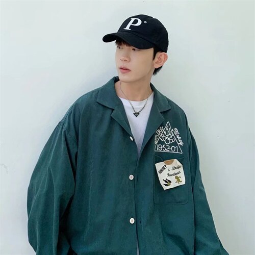 长袖衬衫男港风日系韩版毛巾绣日系衬衫C234P33，男装衬衫，星座1116-2