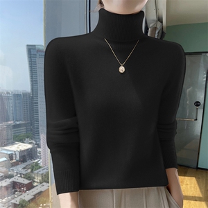高端品牌纯山羊绒高领打底衫女士秋冬纯色套头内搭针织衫毛衣图片