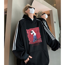 抖音得物供货提供视频秋冬重磅美式宽松织带连帽卫衣0458，男装卫衣，电商A486