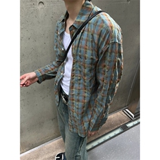 美式休闲潮牌格子衬衫外套春夏男女宽松慵懒风外套-CS003批45控58，男装衬衫，星座218-5