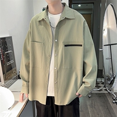 M-6XL大码秋季新款oversize长袖衬衫户外港风宽松外套C23620-P60，男装衬衫，星座109-1