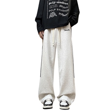 休闲裤男秋季新款港风宽松高品质华棉复合牛奶丝阔腿裤K6098-P45，男装休闲裤，星座214-9