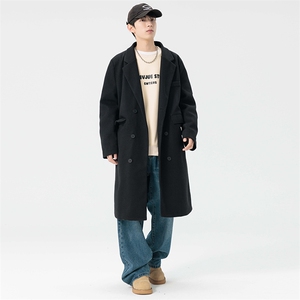 中长款毛呢大衣男加棉加厚外套高级感风衣JK0252-P98加棉110图片