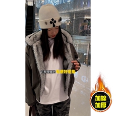 现货高品质美式高街冬季重磅狼王座山雕毛毛领棉衣男女款加厚外套，男装棉衣，电商A486-1