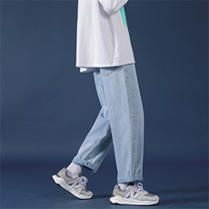 松紧腰牛仔裤男直筒宽松秋冬韩版潮流休闲百搭裤子A080-9252-P30，男装牛仔裤，电商A080