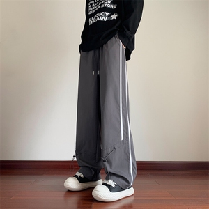 抖音品质秋季新款潮流条纹防水宽松冲锋裤B315-K24333-特p35控68图片
