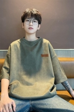 美式休闲风短袖T恤男女宽松简约百搭圆领宽松型上衣T3388-特价P22，男装T恤，电商A007