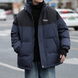 F107-P95 拼接加厚保暖棉服男冬季新款潮牌休闲工装连帽棉衣外套图片