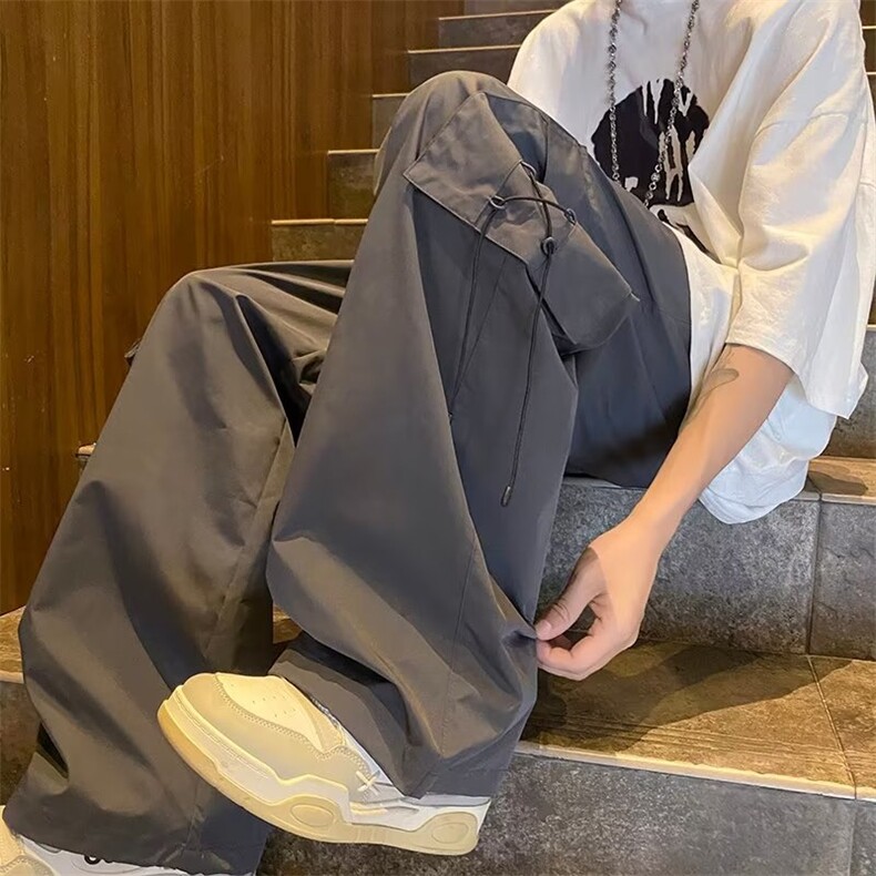 工装裤高腰垂感休闲裤小个子宽松褶皱阔腿裤子CK279 P43图片