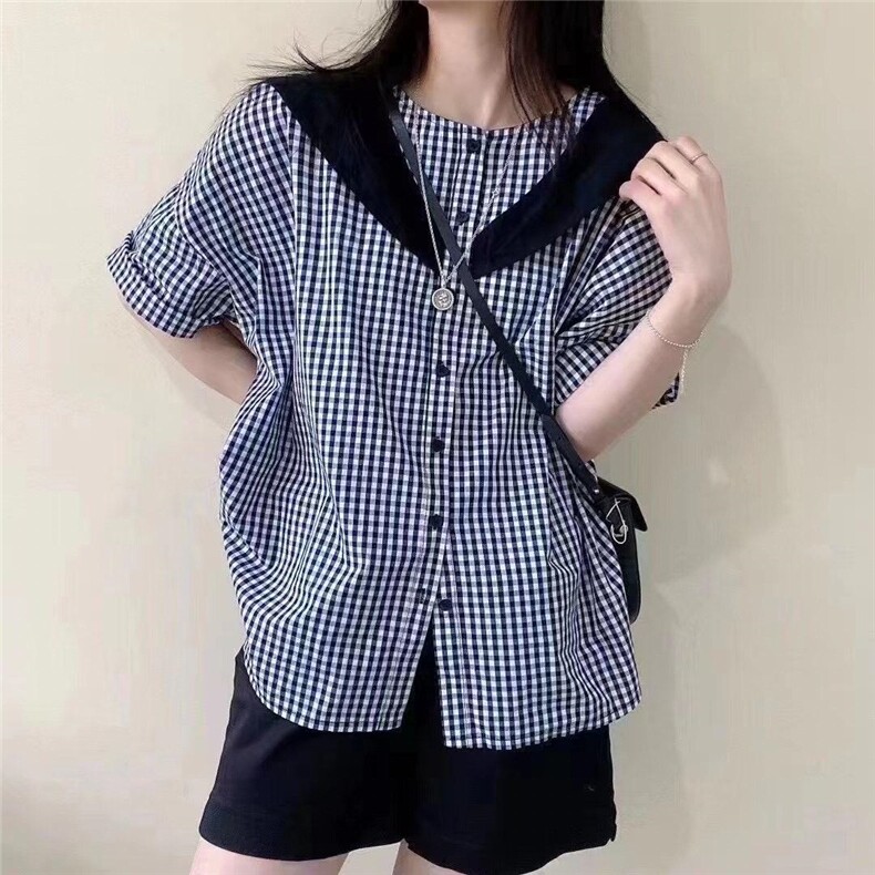 休闲格子上衣，女装，依多坊