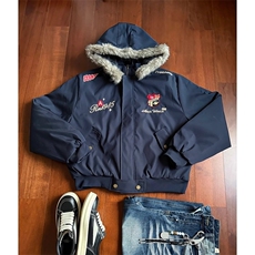 现货DMF502-特批80冬季潮牌潮流学院风毛领连帽派克服外，男装卫衣，星座603-2