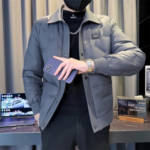 2025新款足货有报告冬季轻薄菱形格羽绒服潮高领外套YR2699图片