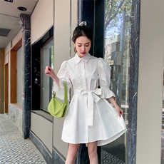 【现货】2021夏装新款休闲衬衫裙166-QZ07P70控118紫色，女装连衣裙，茜茜公主