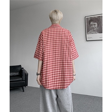 CS71552长袖-P35特控68CS71552短袖-P30特控58大码红色格子衬衫，男装T恤，电商D232