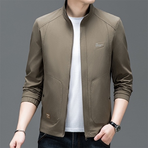 春季夹克男装立领中年商务休闲纯色茄克衫上衣服BSNA131-P115