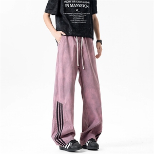 休闲裤男夏季新款港风宽松扎染工装阔腿长裤CK8203-P45图片