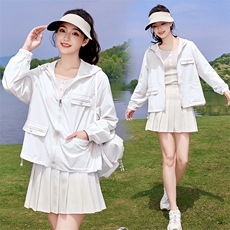 防晒衣女2025年夏季新款冰丝轻薄宽松旅游户外小个子防晒服短外套，女装防晒衣，以桐
