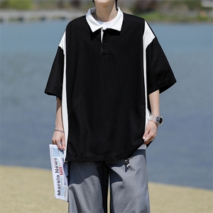 8XL-M拼接撞色短袖t恤男款夏季新款半袖POLO衫加肥加大码DT004P38,男装Polo衫,电商B312