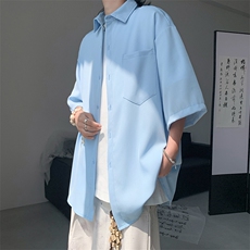 X2393TP35-48衬衫男款夏季新品上衣简约感短袖小众外套潮，男装T恤，电商A102