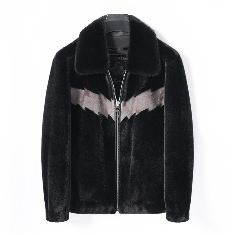 HN9611秋冬新款男士金貂绒外套水貂毛领大码男装P490，男装皮衣，电商B360