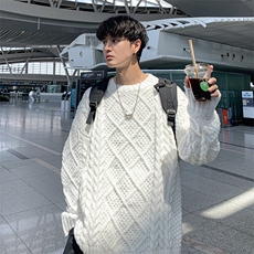 秋冬新款男女装情侣宽松休闲中性大码落肩袖毛衣针织衫DM175-P70，男装针织衫/毛衣，电商D321-1