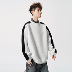 得物二开拼接加绒卫衣男圆领冬季潮套头外套A266-WY60-P35加绒45，女装短外套，电商A266