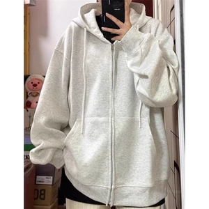 新款春秋冬韩系宽松慵懒休闲开衫上衣连帽加绒卫衣 WA2201图片