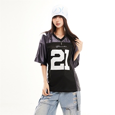 美式V领短袖t恤男女春夏季潮牌宽松运动球衣设计感上衣YD283-P45，男装T恤，星座509