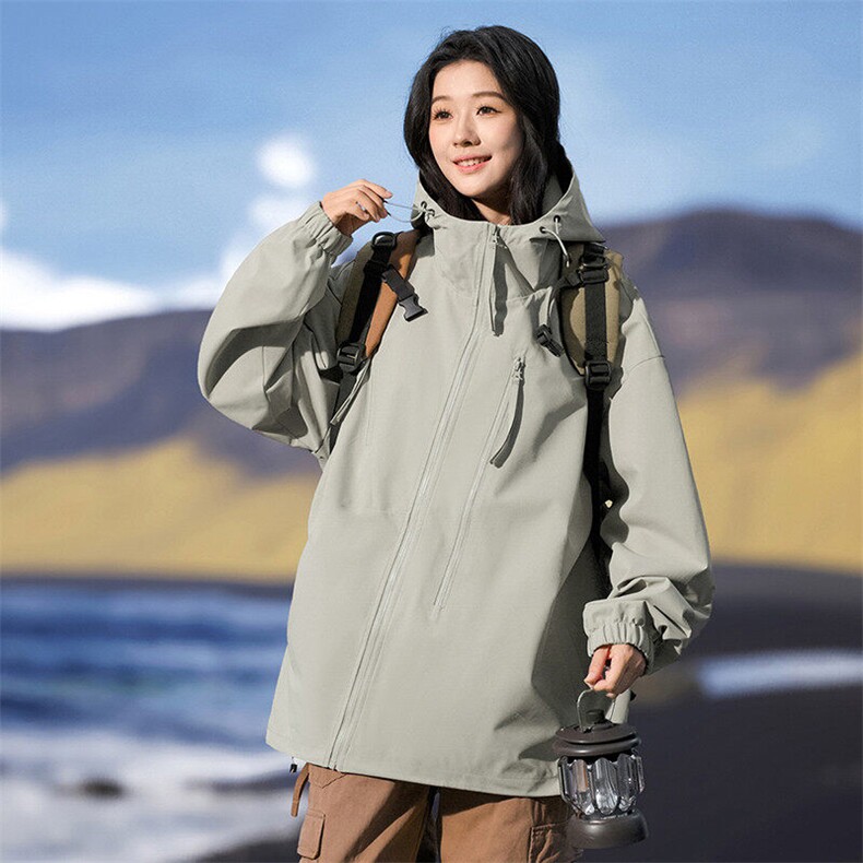 秋季新款二开宽松夹克男纯色冲锋衣外套DSA157B-JK7834-P68图片