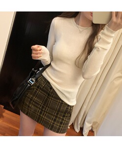 时尚百搭显瘦羊毛圆领打底衫 高级感修身长袖针织衫,女装羊毛衫,圣旺供货