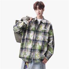 衬衫男春季新款港风宽松大码扎染长袖衬衣CS3098-特P30，男装衬衫，星座214-3