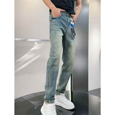 1506-1/KS1011/P46浅蓝潮流时尚字符印花男士修身牛仔裤高品质，男装牛仔裤，星座1506-1