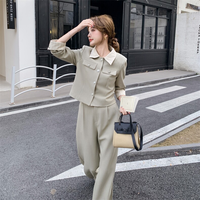 档口现货2026新款春秋女装休闲假两件西装两件套装p175-k258,女装套装/套裙,2C266