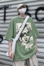 复古水洗做旧趣味人物印花重磅落肩袖短袖T恤XZ514-2-24120-P38，男装T恤，星座514-2(原B239)
