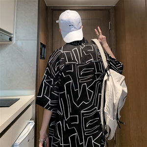 2025夏季新款港风外景冰丝薄款弹力短袖花衬衫男 618A-CS004-P45图片