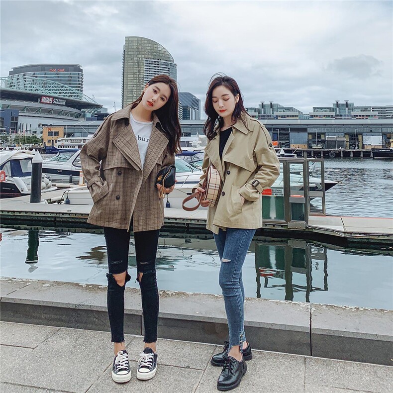 风衣2021春季中长款修身潮流简约个性长袖POLO领显瘦百搭，女装风衣，辉之琳