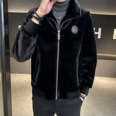 男商务休闲纯色夹克金貂绒保暖外套中年时尚上衣ZX8926-P230，男装夹克，星座1105-3