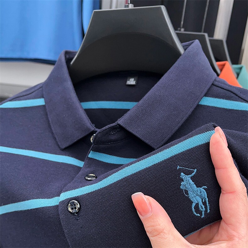 男士t恤长袖翻领中年休闲男装秋季新款爸爸体恤衫宽松大码polo衫，男装Polo衫，电商B212（原钱塘6029）