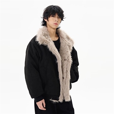 [网图]做旧麂皮棉服座山雕加厚毛领夹棉外套男5D1198-TP105控178，男装棉衣，电商A102