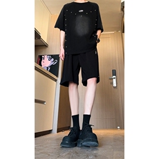 现货铆钉星星设计感休闲西装短裤宽松运动五分裤男K566-P38控68，男装牛仔裤，星座205
