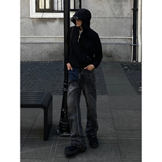 B221美式ins高街暗黑小众铆钉个性拼接牛仔裤LK23141-P65控88，男装牛仔裤，电商B221