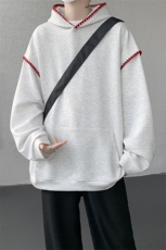 WY10155-特P48控88新款连帽贝壳绣花麦穗提花大码男宽松情侣卫衣，男装卫衣，电商A059