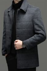 双面尼大衣男22秋冬时尚翻领可脱卸棉内胆羊毛呢大衣P240，男装毛呢大衣，钱塘6003（原4033）