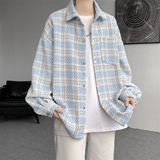 8XL-M特大码高级感千鸟格闲大码情侣复古翻领夹克外套JK1303P65，男装夹克，电商D206-1