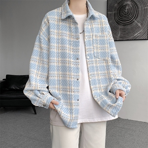8XL-M 特大码高级感千鸟格闲大码情侣复古翻领夹克外套JK1303P65图片