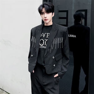 短款西装外套男流苏链条小众设计感满天星西服 5226-P100图片
