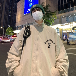 港风新款秋季时尚百搭宽松字母印花夹克外套F6321P65控88图片