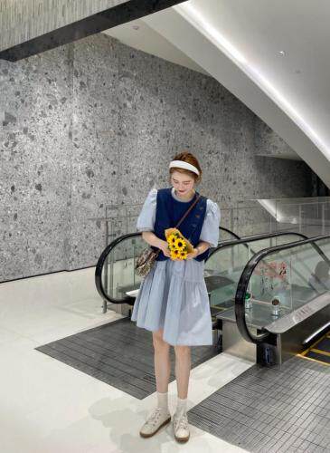 牛仔马甲两件套连衣裙，女装马夹，E·风尚